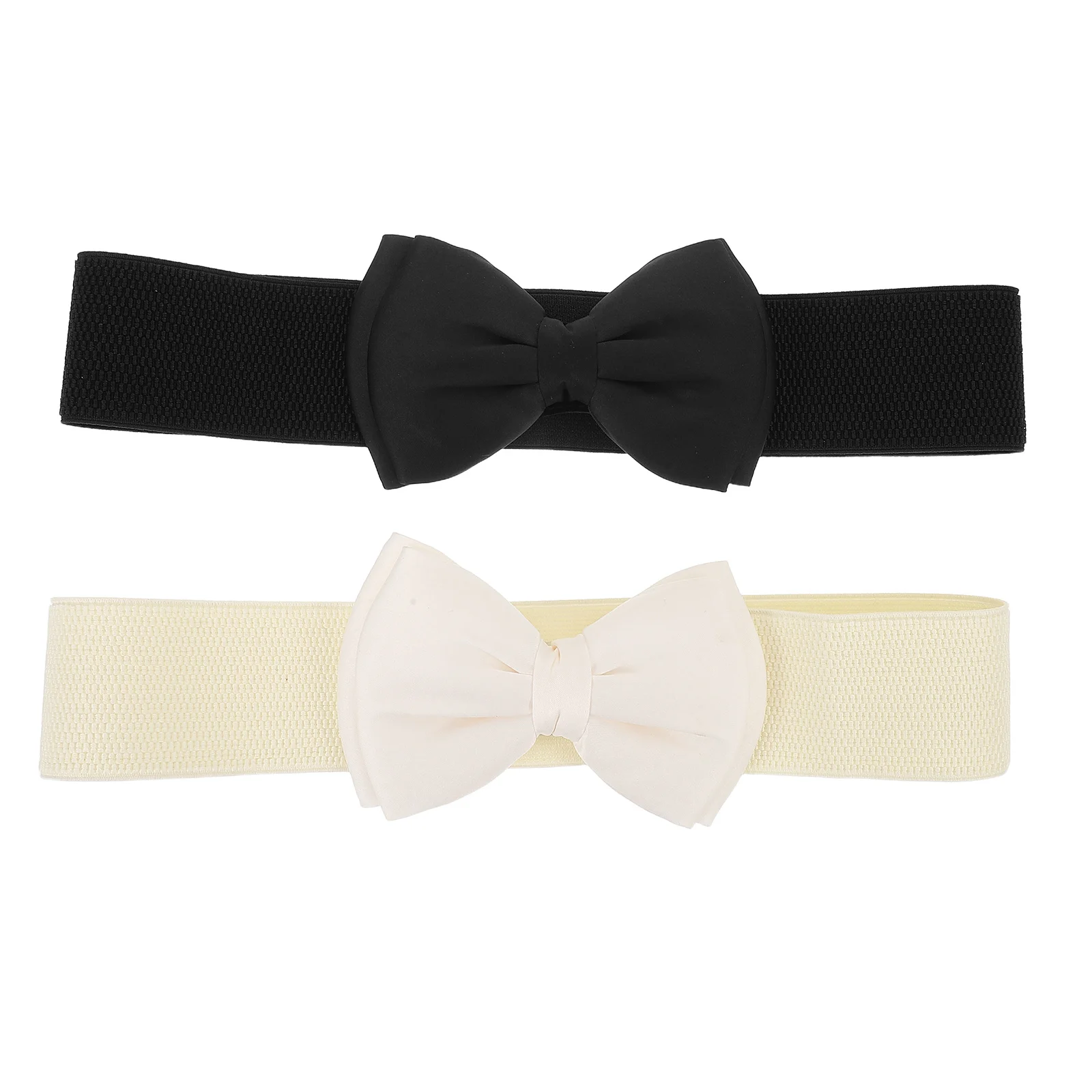 2 قطعة حزام خصر عريض مرن للأطفال Bowknot حزام بسط مشد Cinch أحزمة خمر نمط قابل للتعديل الخصر لفساتين #1