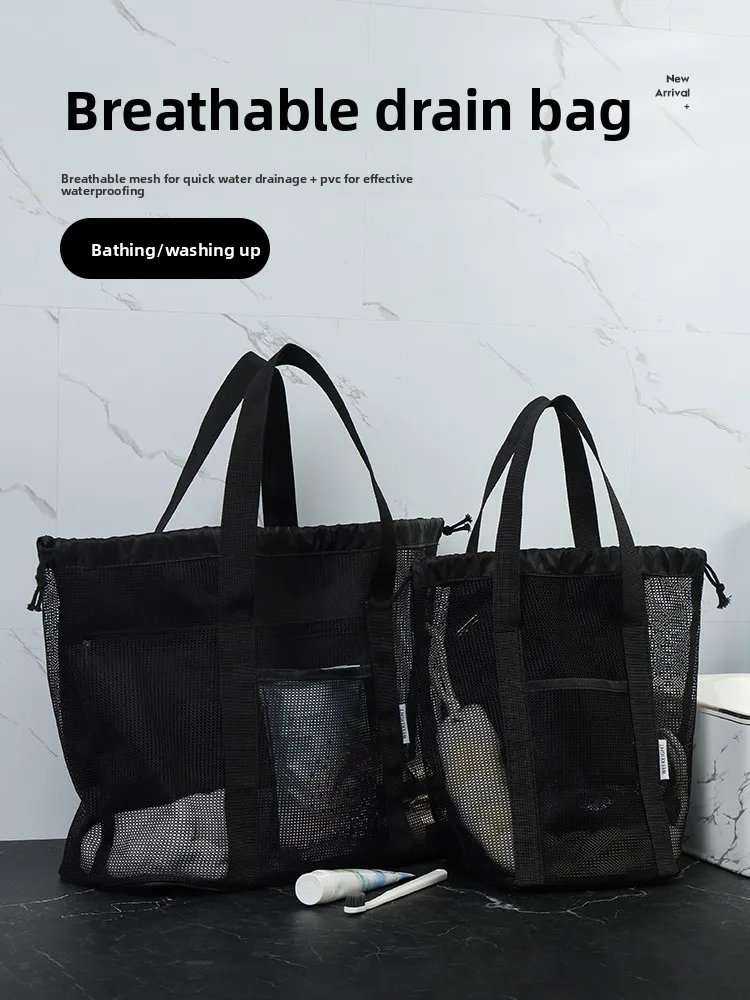 

Large Capaci Bathing Bag Portable ower Net Drain Storage Pouch for Men And Women Beach Swimming Toiletry Handbag Polyester