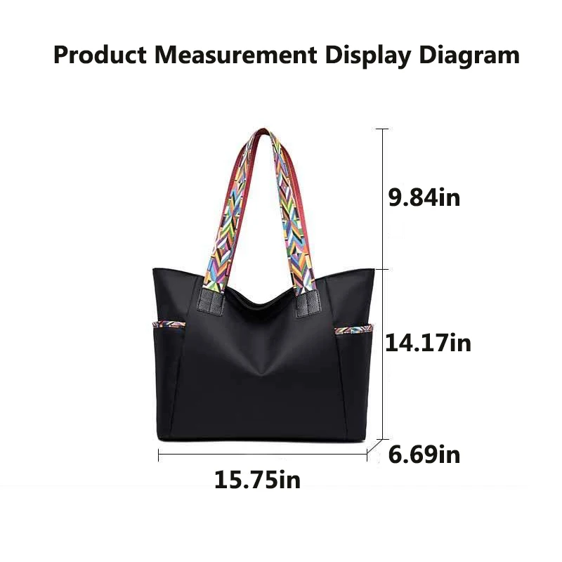 2024 New Waterproof Oxford Nylon Tote Women\'s Bag Versatile Handbag Fashionable Shoulder Large Capacity Canvas Big Bag