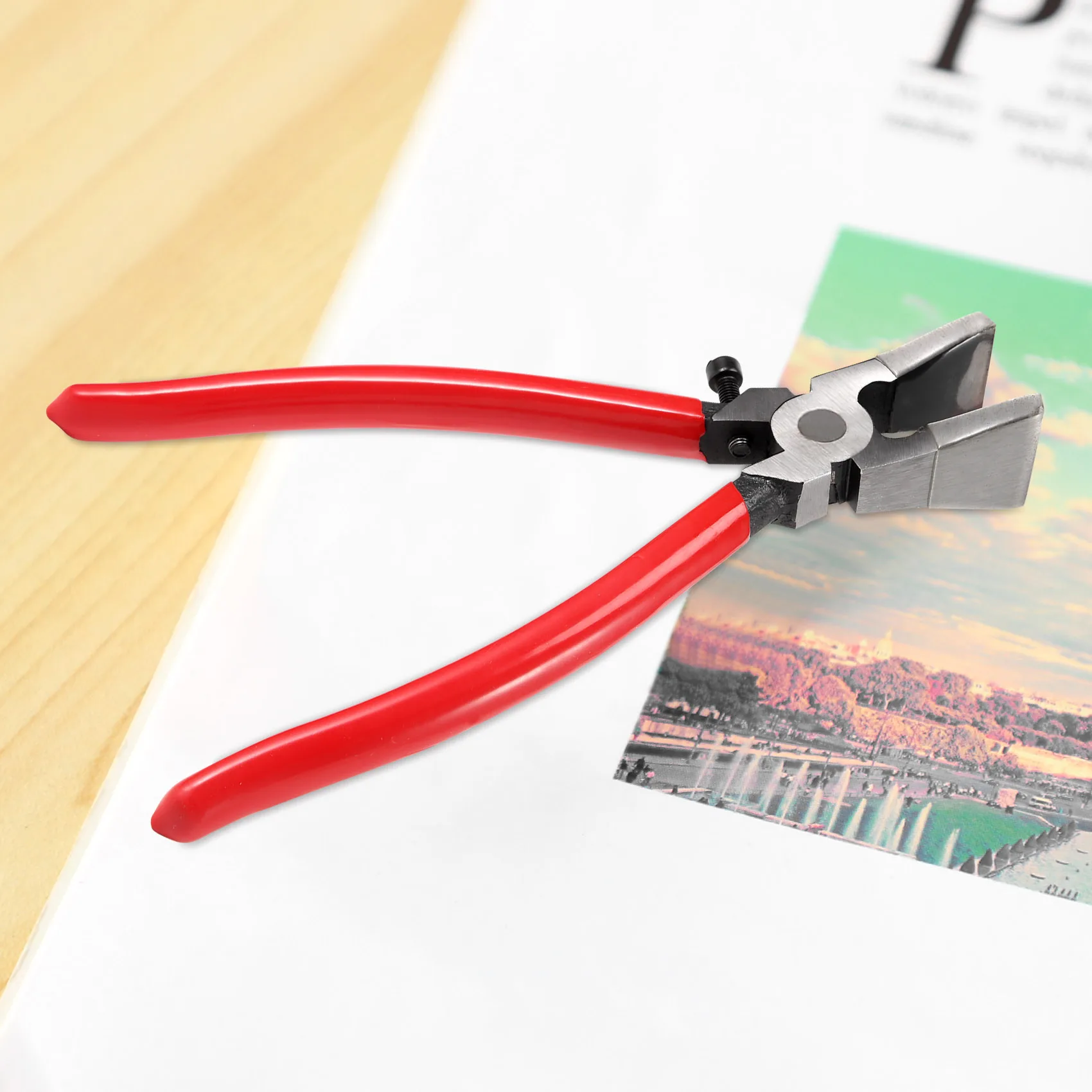 A23T Glass Running Pliers Flat End Glass Cutting Tool Stained Glass Breaking Pliers 205mm Hand Tool Red