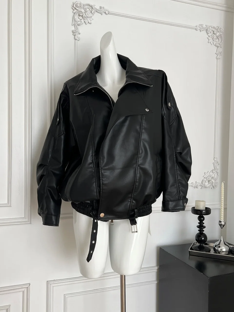 Fajna skórzana kurtka damska 2025 nowa kolekcja jesień unikalna motocyklowa vintage kurtka z zamkiem błyskawicznym, luźny krój...