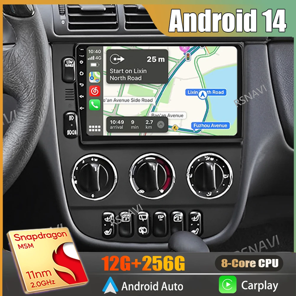Android 14 For Benz M-Class W163 ML320 2003 - 2005 2K QLED Android Car Radio Multimedia Video Player GPS Stereo CarPlay