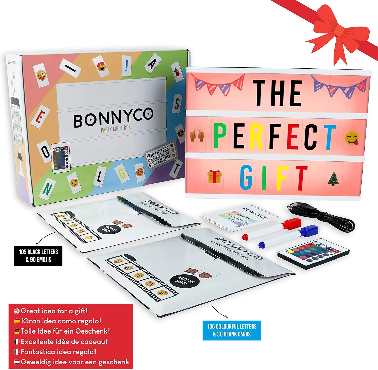 تغيير لون صندوق إضاءة السينما مع 400 حرفًا، إيموجي، وجهاز تحكم عن بعد و2 علامة. صندوق إضاءة ليد 16 لونًا للمنزل، من