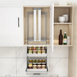 Kitchen hanging cabinet lifting basket pull-down double-layer wall cabinet seasoning basket vertical up and down elevator