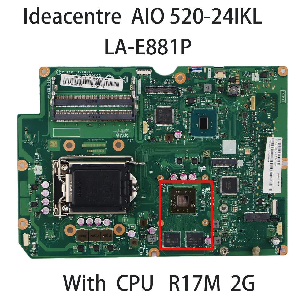 Laptop Motherboard For Lenovo Ideacentre AIO 520-24IKL LA-E881P With CPU R17M 2G 01LM146 01LM145