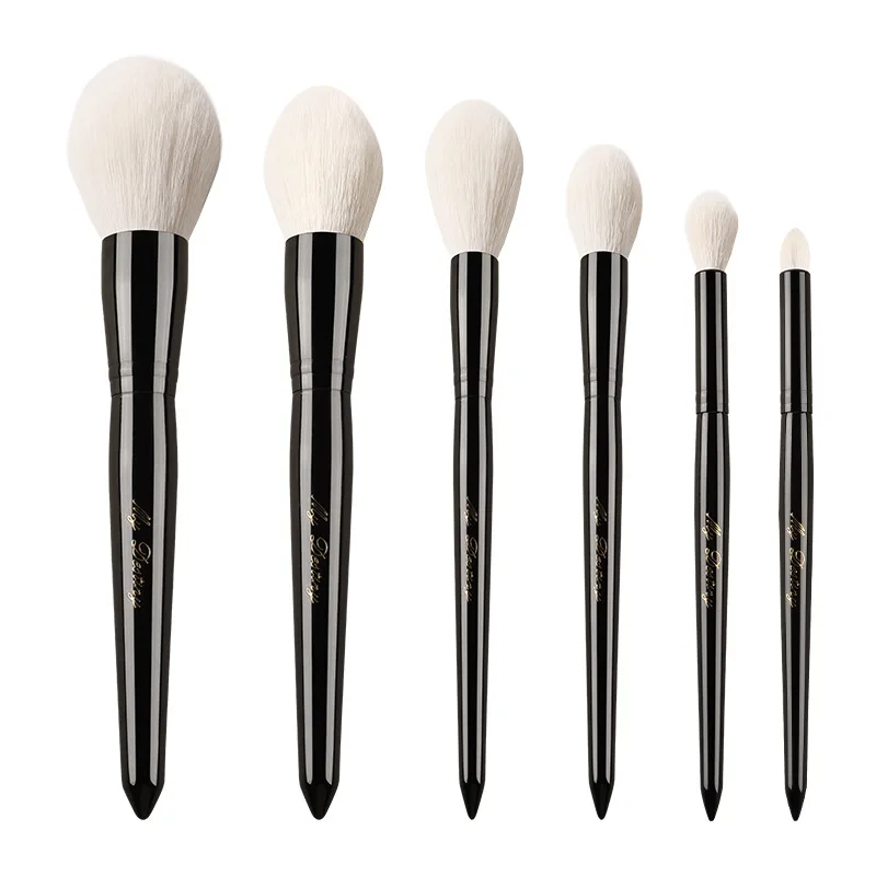 The Makeup Brushes Set Luxury Natural Long-Tip Goat Hair Black Cosmetic Kit Tools for Face Eye Powder Blush Highlight Shadow