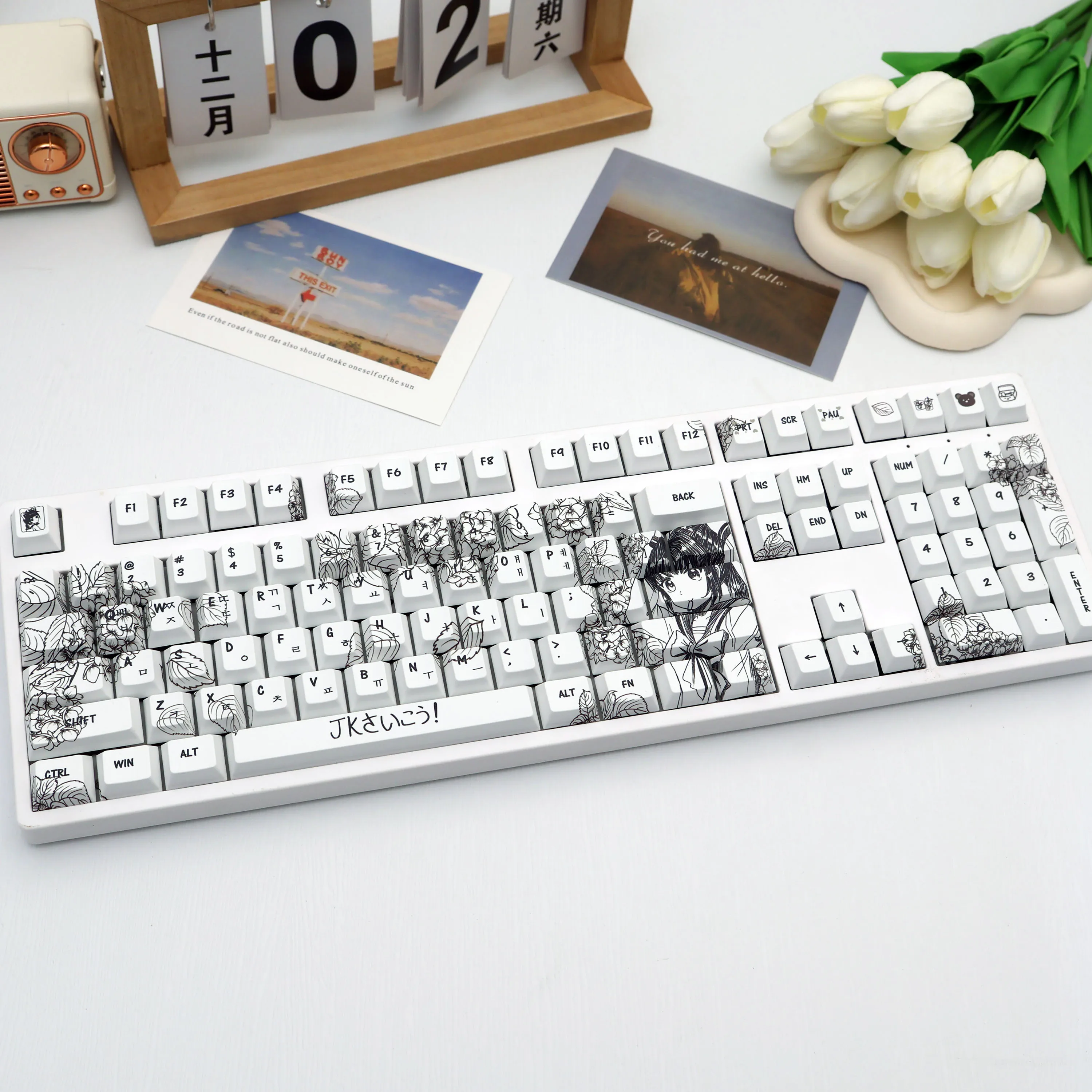 

137 Keys JK Anime Girl Keycaps PBT Dye-Sub Cherry Profile for 61 64 68 87 96 104 108 MX Switch
