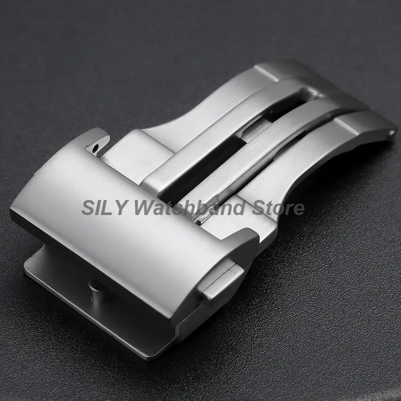20mm 22mm Stainless Steel Brushed Deployment Watch Buckle for Hublot Double Press Folding Clasps Metal Button Strap Band Clasps