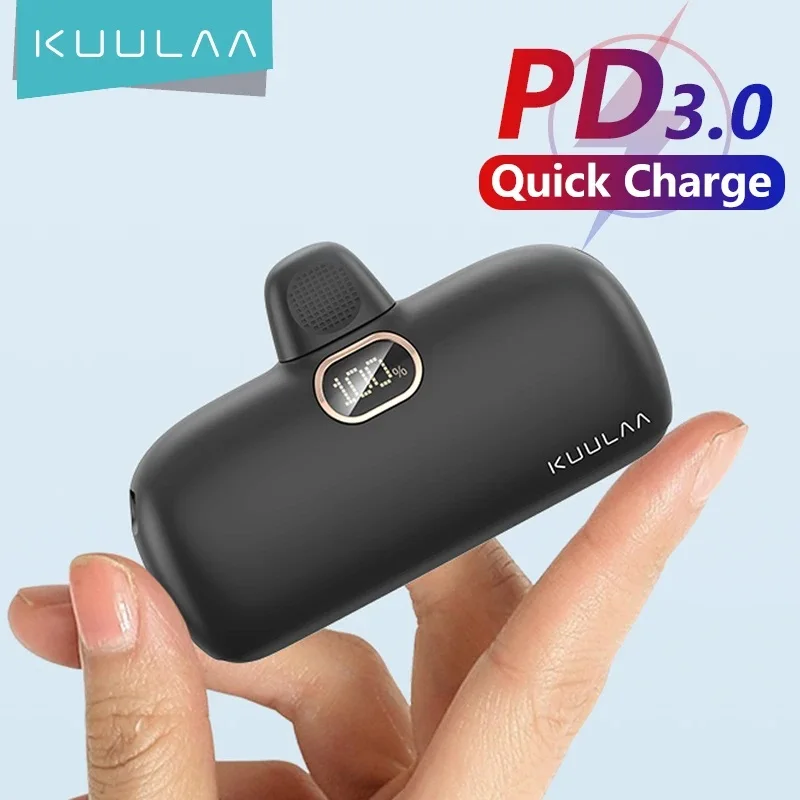 KUULAA Mini Power Bank 5000mAh PowerBank Szybkie Ładowanie Przenośna Ładowarka do iPhone 17 16 14 Xiaomi Samsung Poco Zewnętrzna Bateria