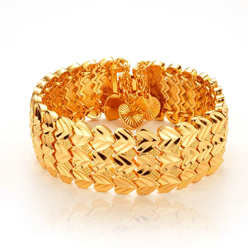 Fashion Jewelry Men\'s Bracelets Wholesale High Quality 24K Gold Plated Luxury Fashion Fine Bridal Bracelet Bangles