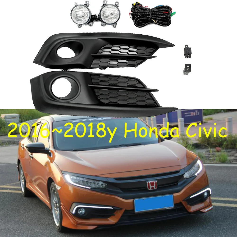 

car bumper headlight for Honda Civic fog light 2016~2018y halogen bulb 4300K Wire of hanress Headlamp for civic fog lamp