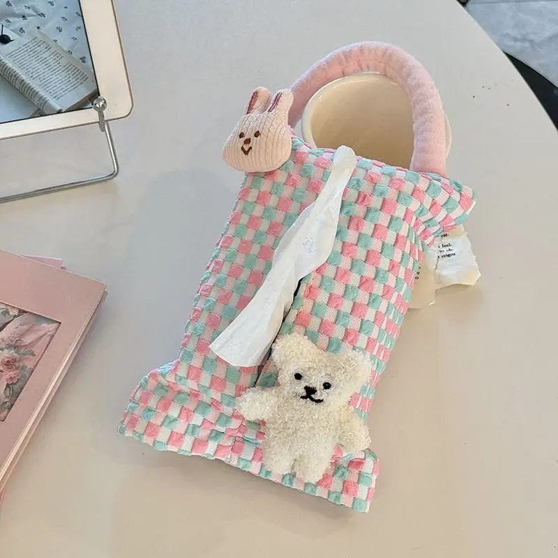 

Hehe Pig/Cute cream tissue style fabric hanging car tissue box napkin storage bag