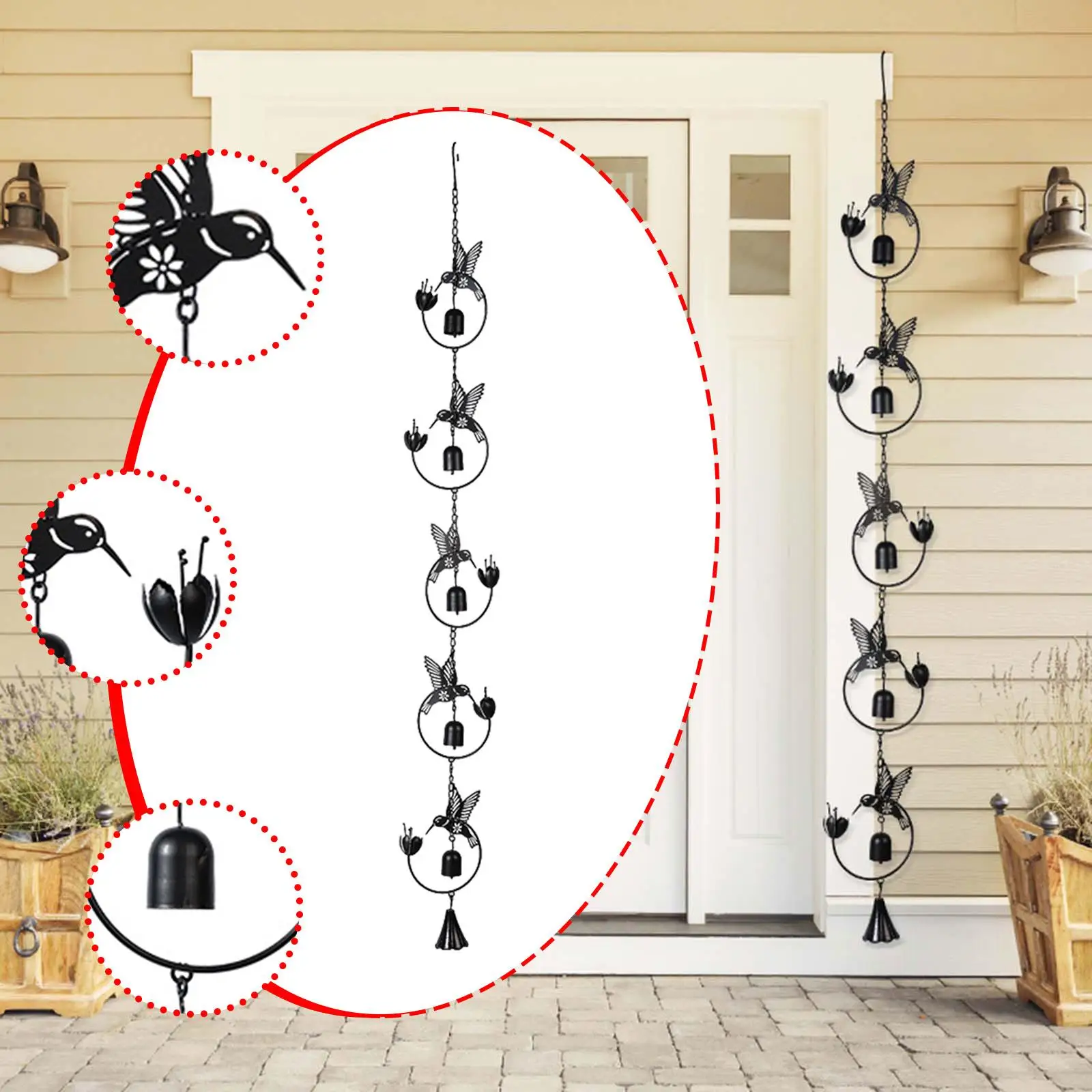 

Hummingbird Rain Chain Decorative Rainwater Catcher for Yard Outside House