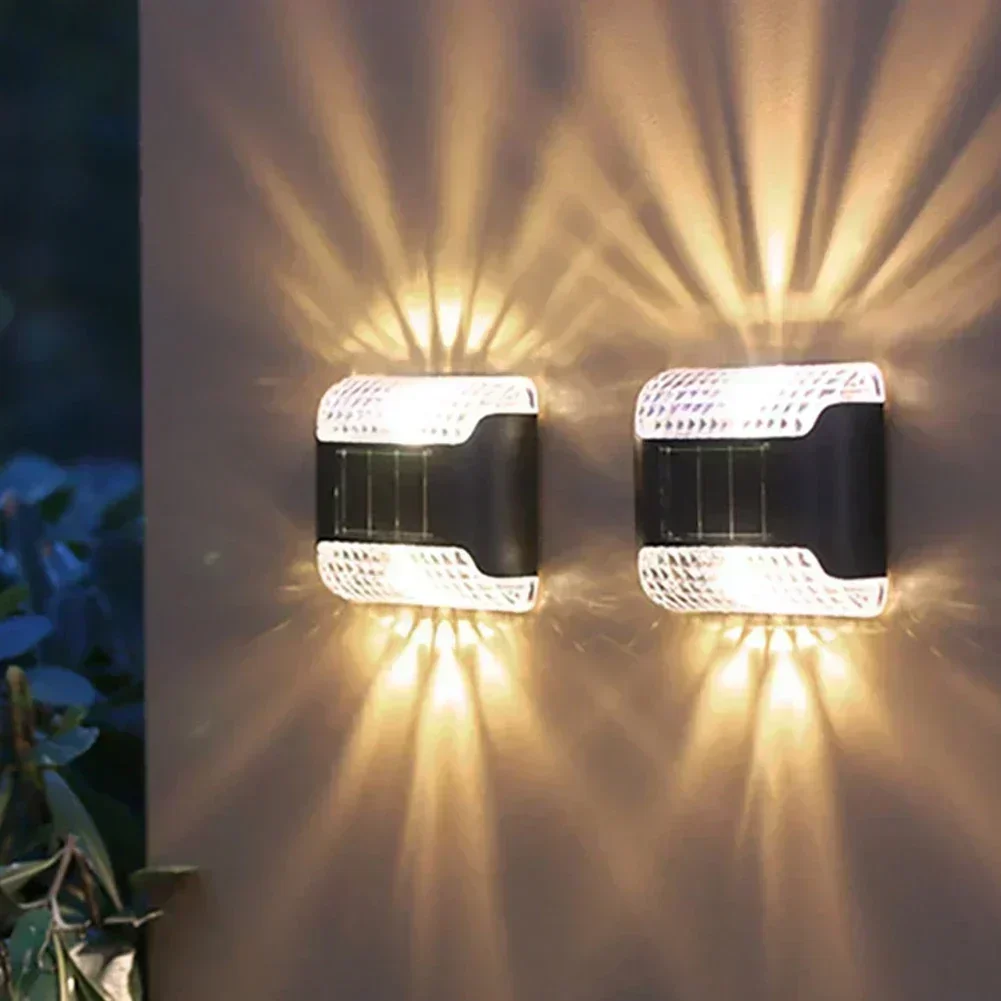 Waterproof Solar LED Wall Lamp Up And Down Lighting Color Changing Outdoor Garden Stair Fence Yard Ambient Decor Light
