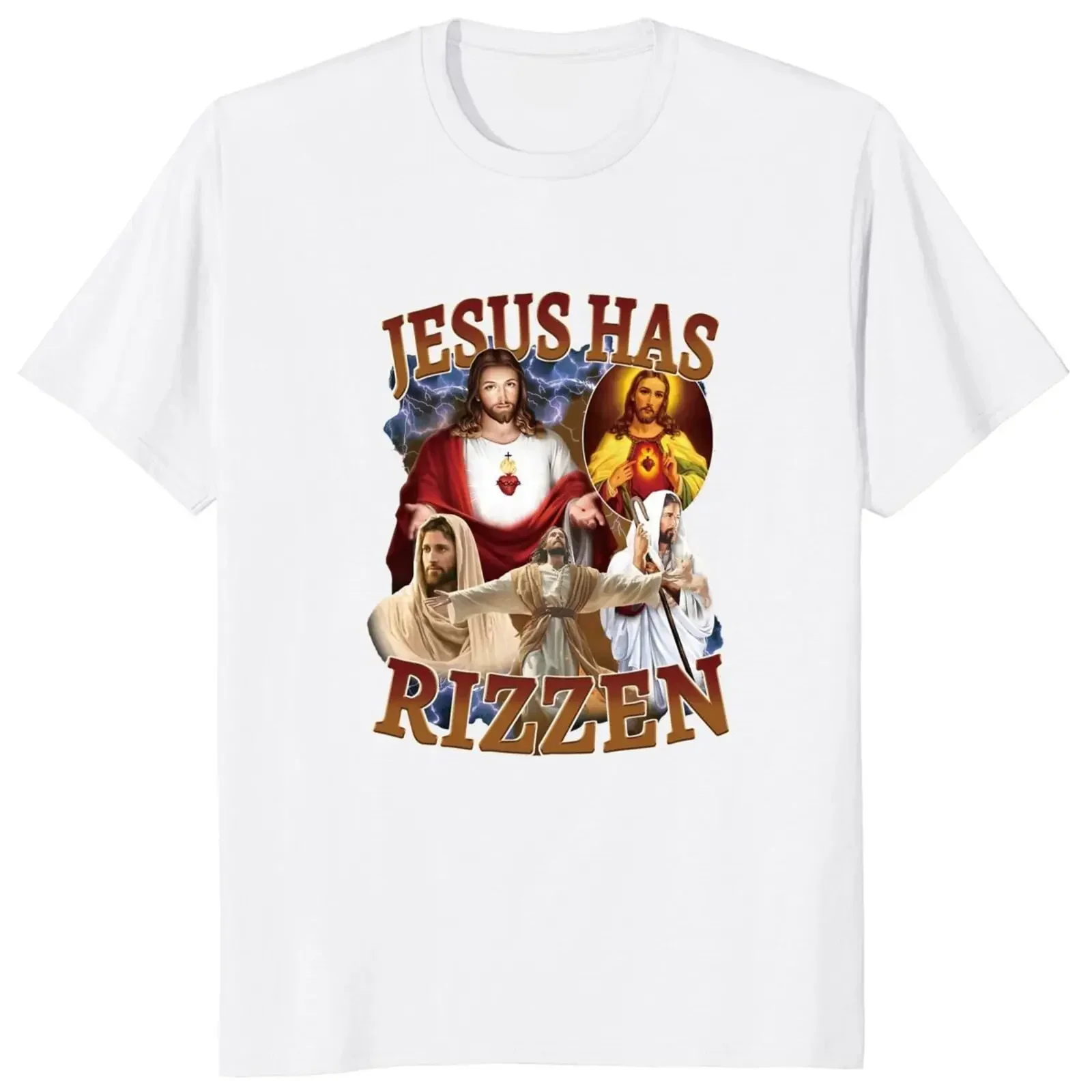 Rizzen T Shirt Retro hıristiyan dini vardır Harajuku  % 100% pamuk Unisex o-boyun yaz men clothing  harajuku image 6