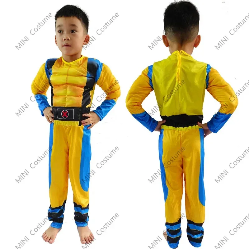 Child Movie Luxury Mask Jumpsuit Wolverine Superhero Deadpool Costume Anime Boys Girls Cosplay Costume Halloween Christmas