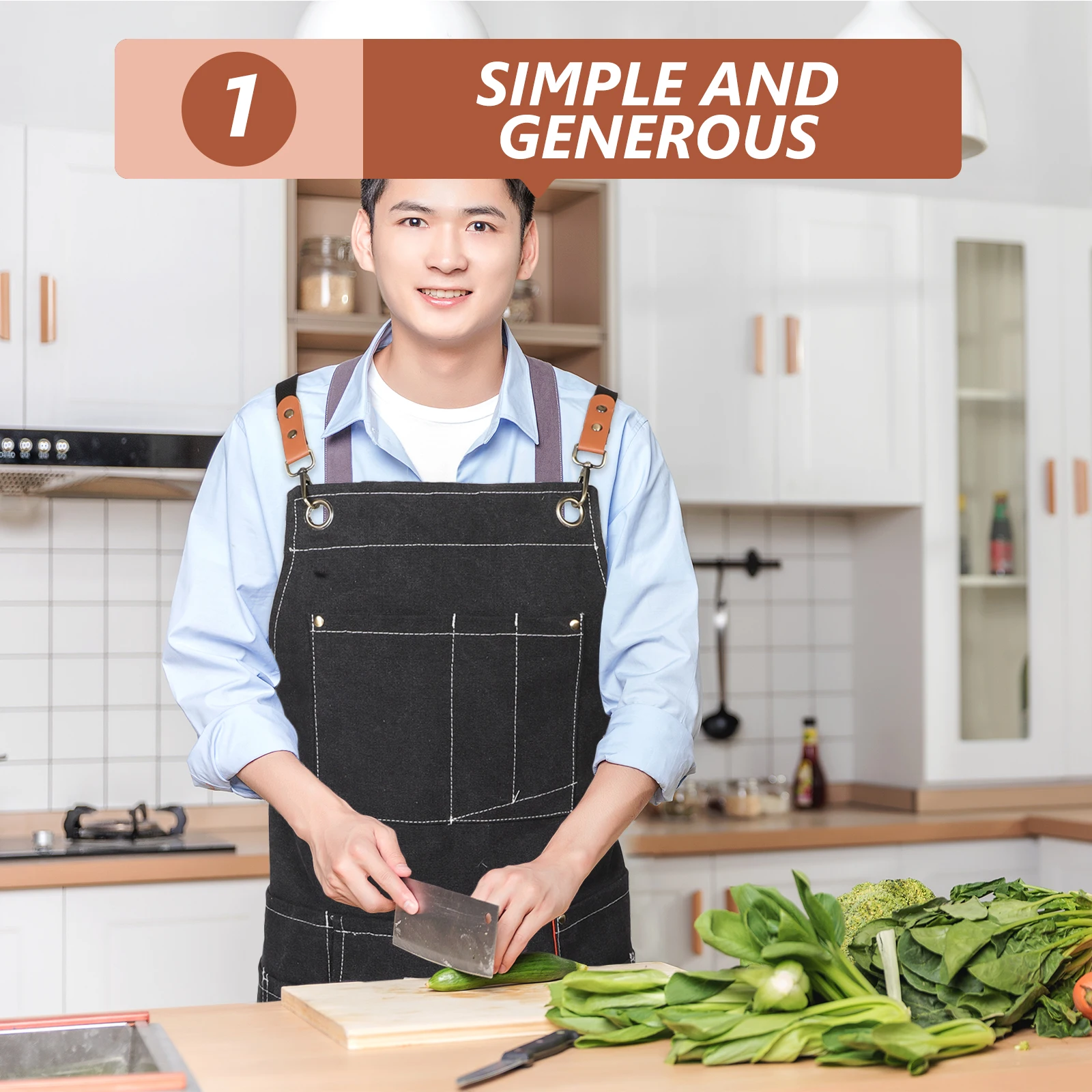

Work Apron Aprons For Men Kitchen With Pockets Chefs Women Polyester Cotton Woodworking
