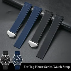 Soft Sweatproof Breathable Silicone Watch Strap for Tag Heuer Aquaracer Series Premium Quality Watchbands 22mm Black Blue