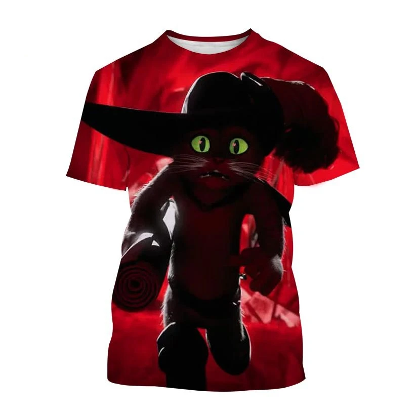 Hot sell New Animation Film Puss in Boots 3D printed T-shirt Western swordsman Zorro cute pet cat printed men and women T-shirt image 3