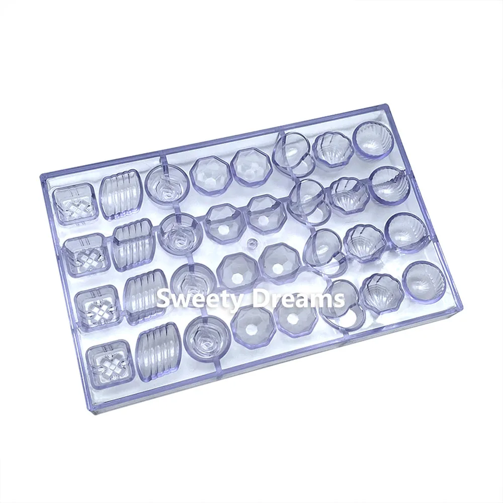 32 Cavity Polycarbonate Chocolate Mold Love Shape Mousse Cake Mould Form Tray Baking Sweets Pastry Confectionery Tools