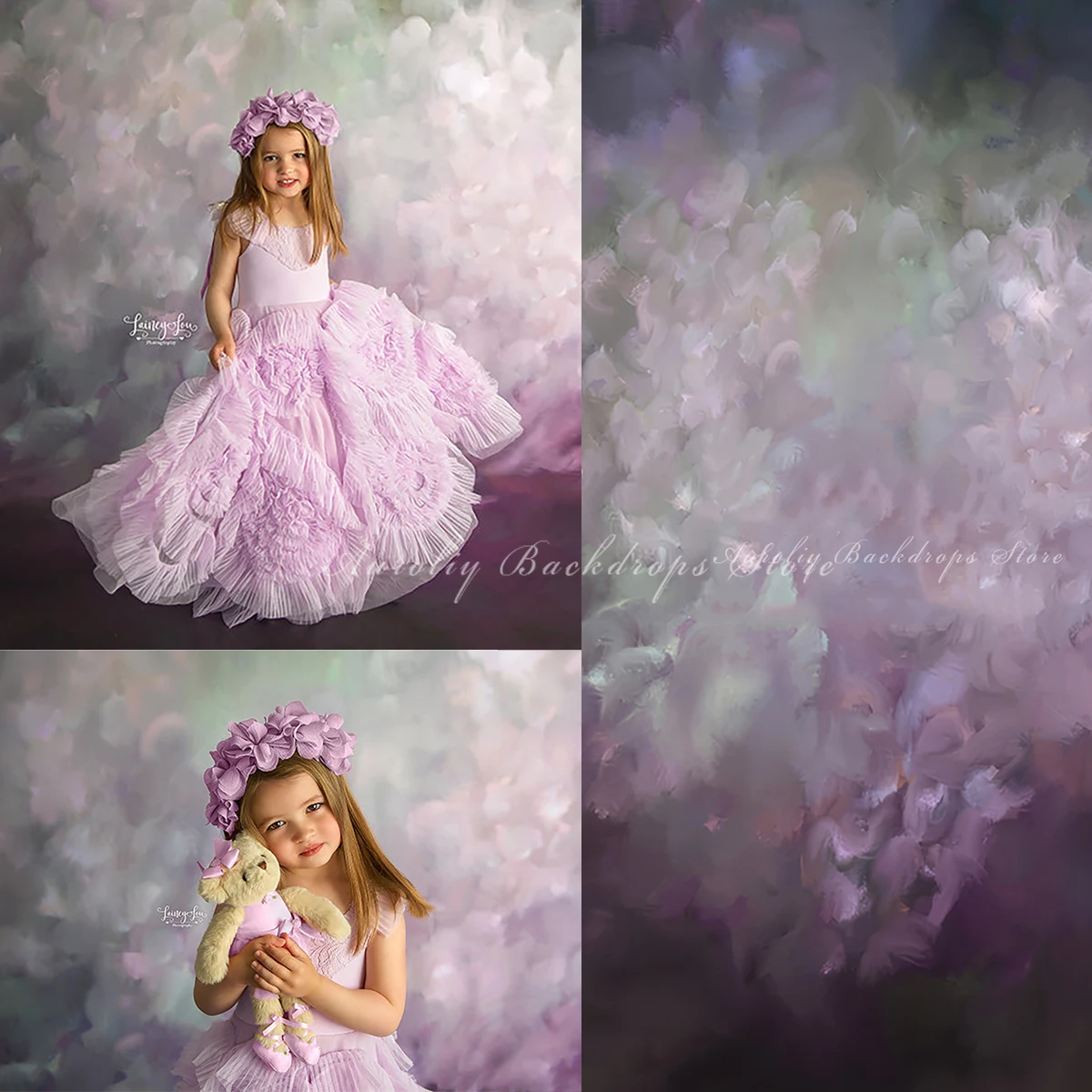 

Abstract Texture Flower Garden Backdrops Adult Photography Decors Child Baby Photocall Hand Painting Purple Floral Background