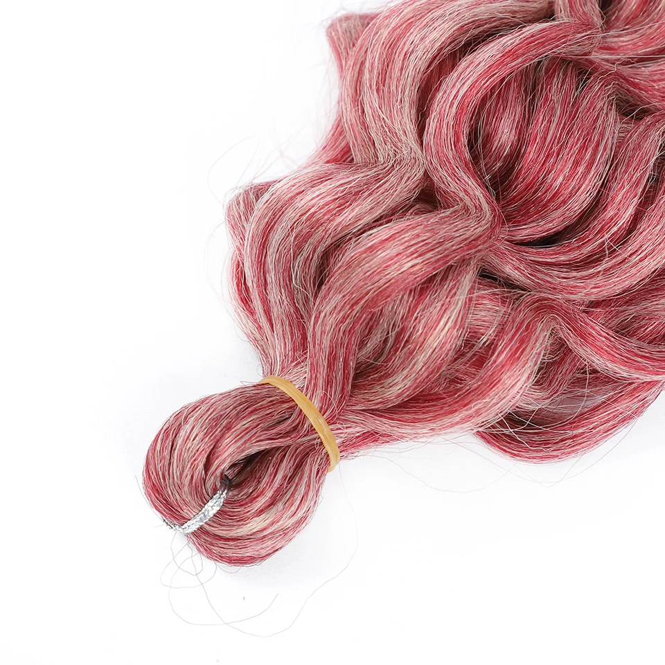 Ombre Pink Synthetic Ocean Wave Braiding Hair Extensions 18-24 Inch Hawaii Curly Crochet Braids Water Wave Twist Hair for Women