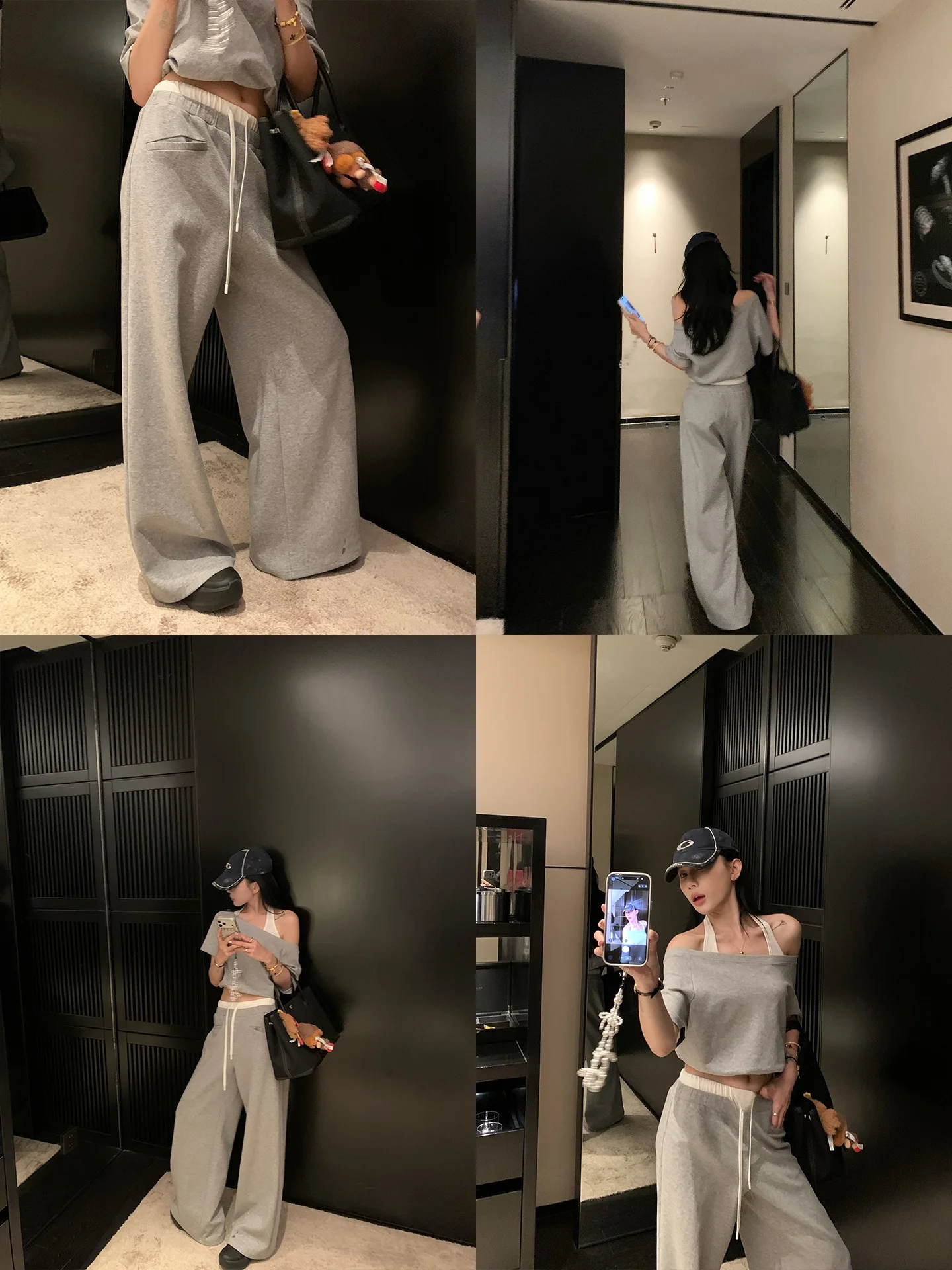 

Корейский стильный вязаный комплект для женщин: футболка с коротким рукавом и повседневные брюки из дышащего полиэстера и хлопка.