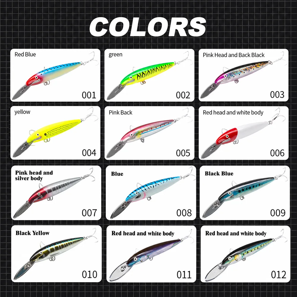 Hunthouse Metal Lip Minnow Fishing Lure Sinking Trolling Hard Bait 140mm 40g Wobblers Saltwater Artificial For Blues Tuna Tackle