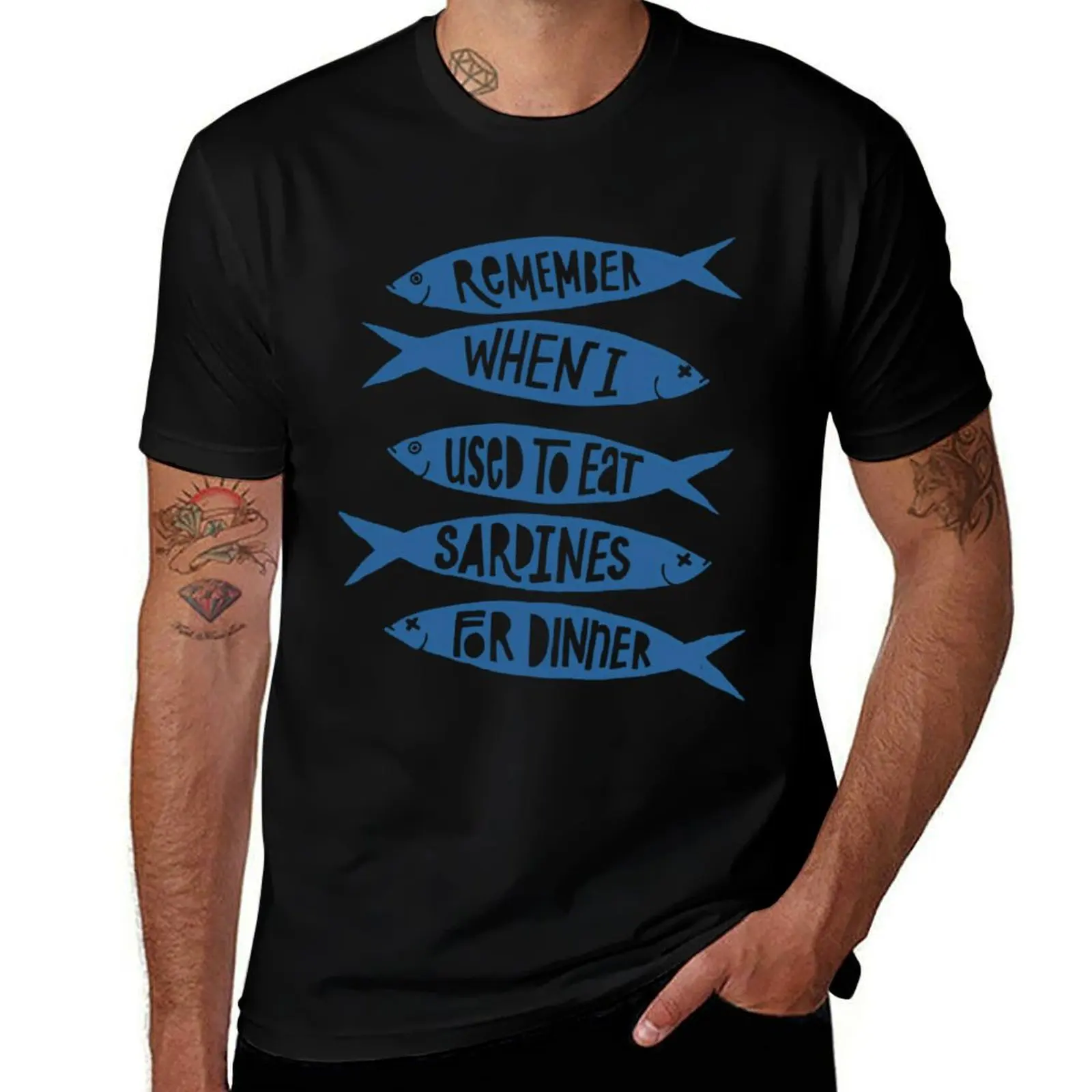 Sardines For Dinner T-Shirt graphic t shirt vintage Short sleeve tee fitted t shirts for men