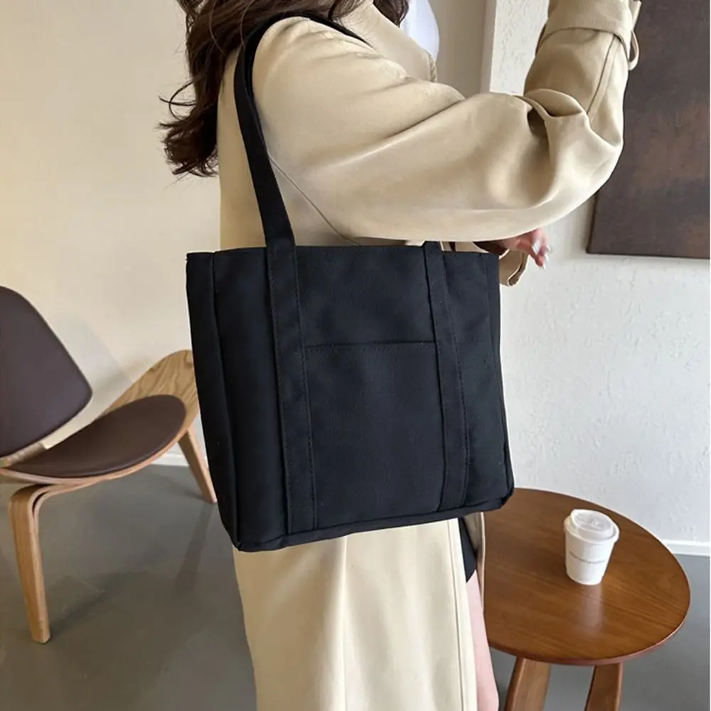 

Solid Color Large-capacity Canvas Bag Portable Blank Canvas Single-shoulder Bag Comfortable Handle Multi-functional