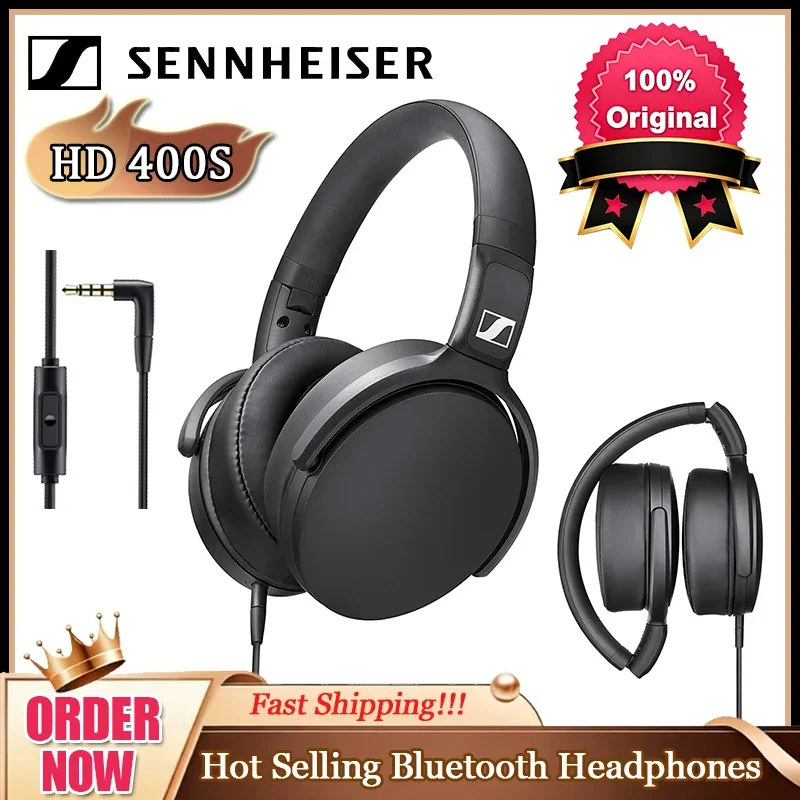 

Наушники Sennheiser HD 400S, накладные, с шумоизоляцией, стереофонические, складные, спортивные, с глубокими басами, для мобильных телефонов