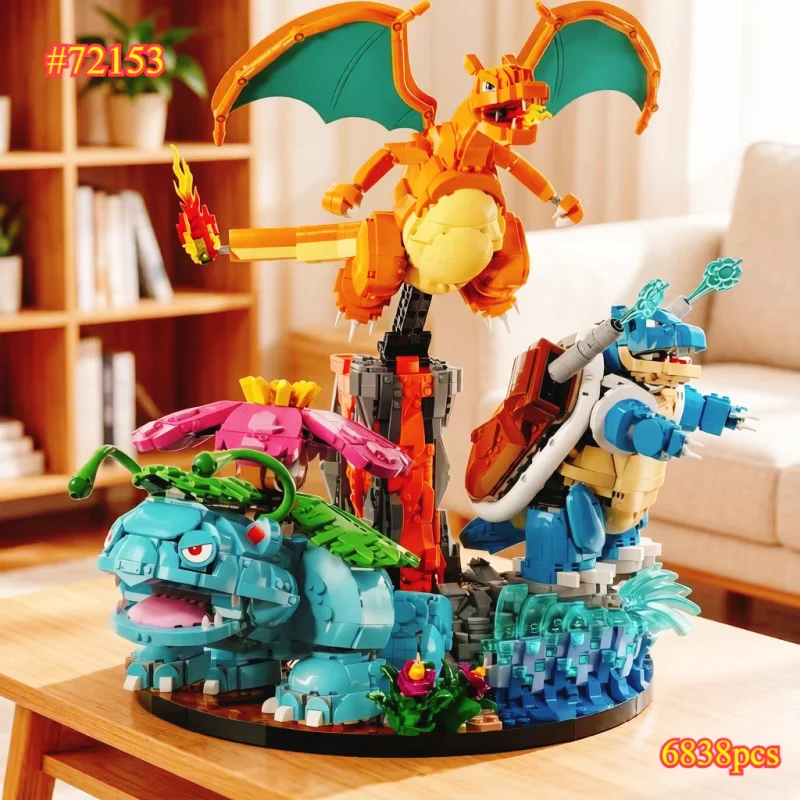 MOC 72153 Bouwstenen 6838 Stuks Venusaur Charizard Blastoise 3 Actiefiguren DIY Montage Model Huisdecoratie Speelgoed Cadeau