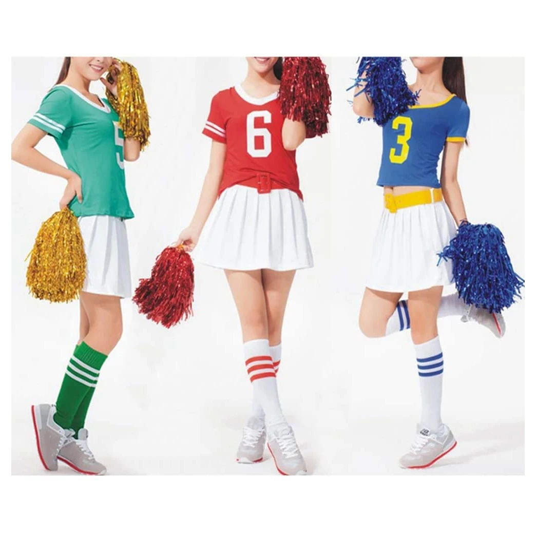 24 ชิ้นเชียร์ลีดเดอร์ Pom Poms ฟอยล์โลหะ Cheer Pom Poms พร้อมที่จับพลาสติกสําหรับผู้ใหญ่เด็กเชียร์ลีดเดอร์ Party สีแดง