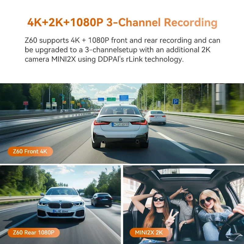 DDPAI Dash Cam Z60 3CH Support Rear and Interior Dash Cam With GPS 5GHz WiFi ADAS NightVISion Dash Camera 24H Parking Monitor