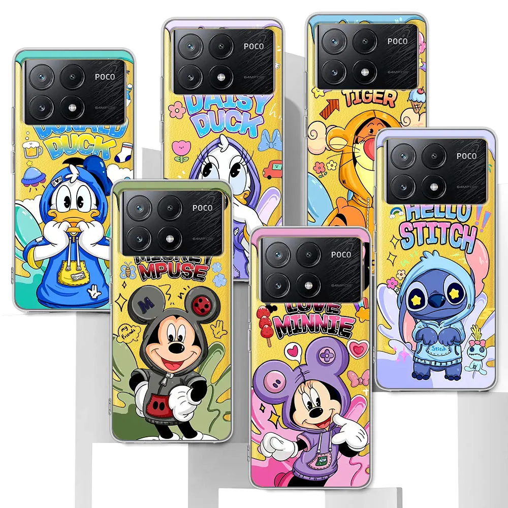 Cute Disney Mickey Minnie Case for Xiaomi Poco X6 M3 X4 X5 F3 X3 NFC F4 GT M5 M5s Pocophone F1 F5 M4 F2 Pro TPU Soft Phone Cover