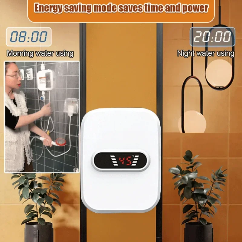 

Mini Instant Water Heater Shower EU Plug Hot Water Heater Digital Display For Country House Cottage Hotel