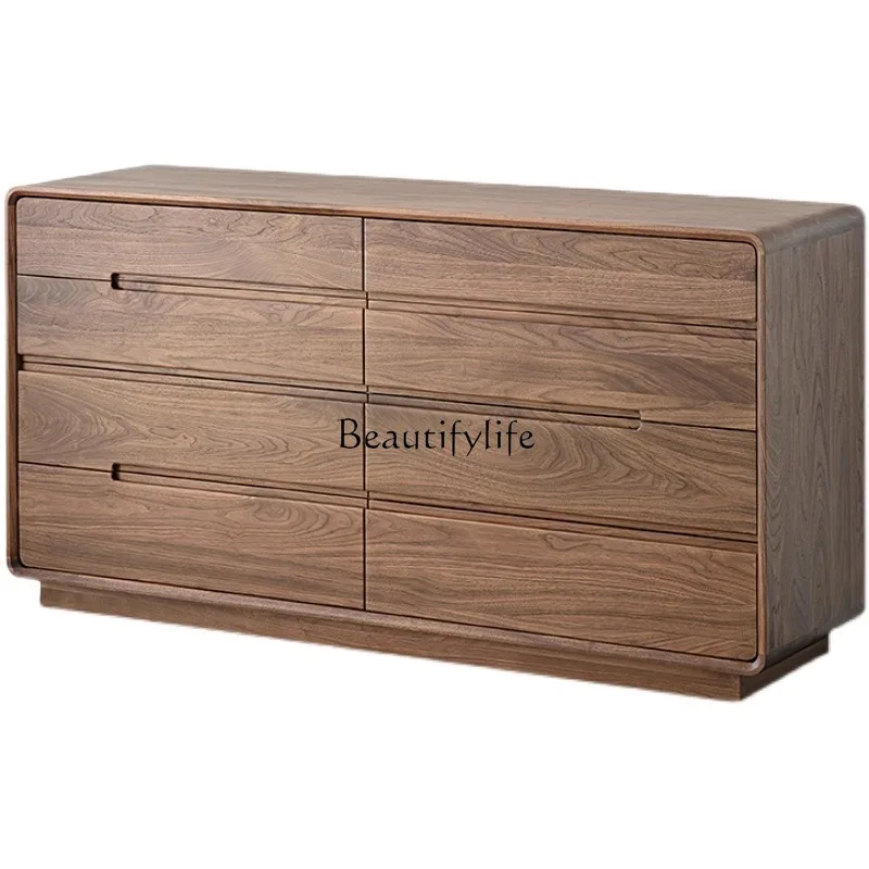 North American black walnut eight-bucket cabinet simple modern living room bedroom side cabinet pure solid wood