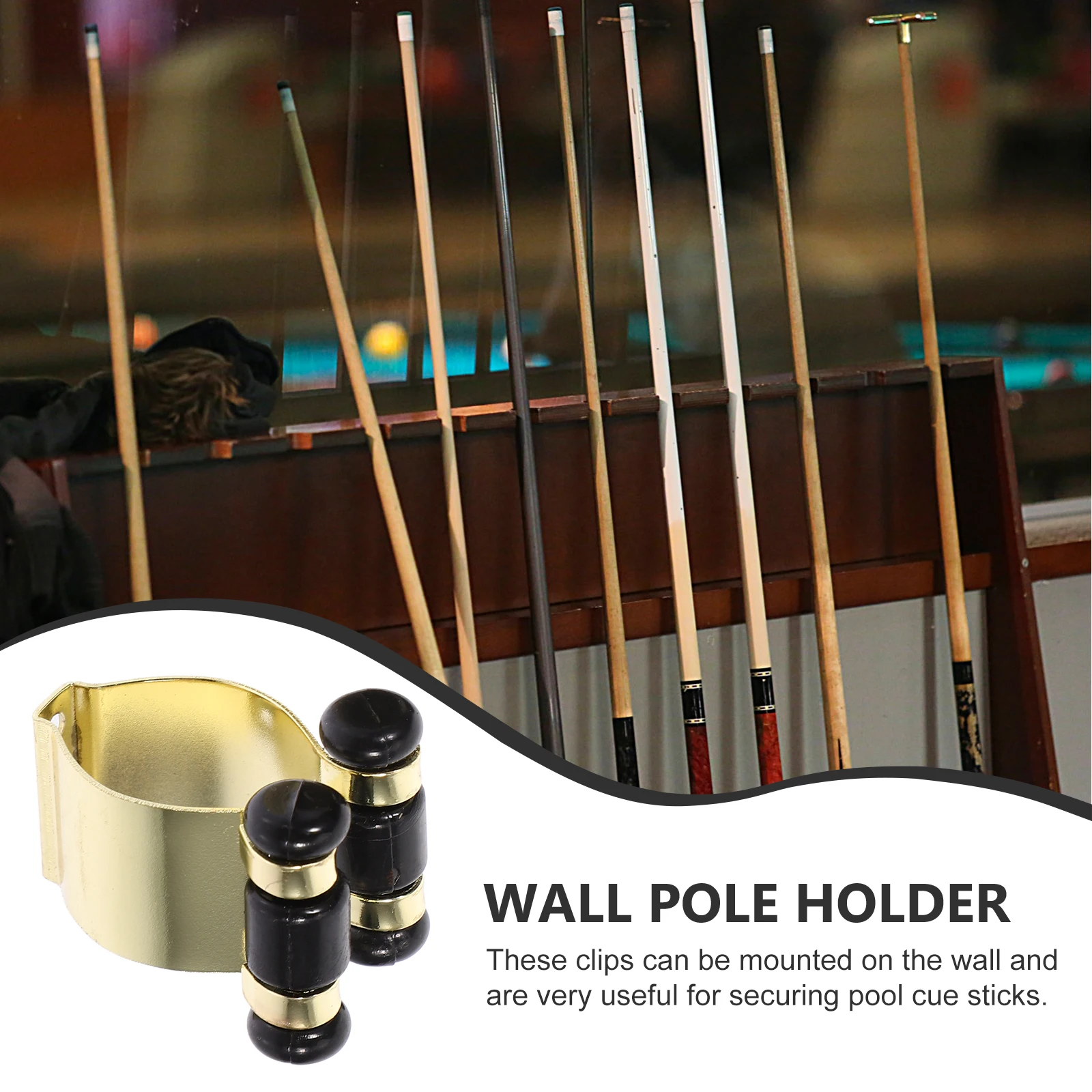 

2Pcs Metal Rod Clamp Wall Mounted Storage Holder for Pool Cue Snooker Fishing Rod Rack Secure Locking Design Space Saving