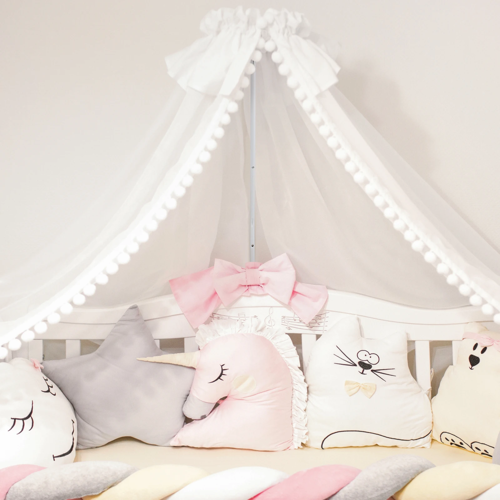 Bracket Canopy Holder Steel Pipe Strong Load-Bearing Sturdy Safe Mosquito Net Support for Infant Bed Accessory for Crib