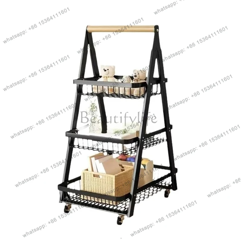household multi-layer shelves kitchen floor-to-ceiling wheeled fruit and vegetable trolley storage shelves