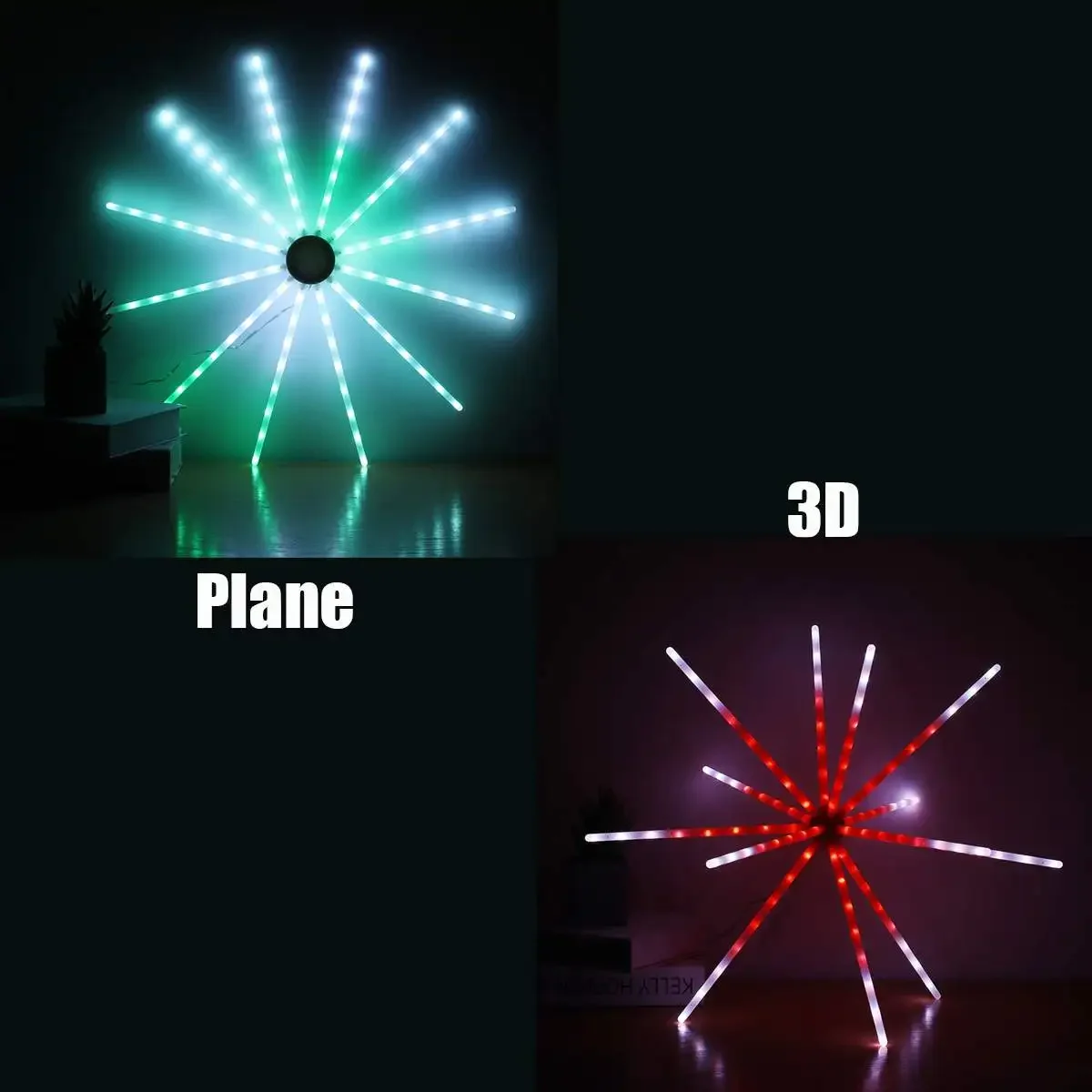 

RGB Meteor Fairy Firework Light Outdoor Hanging Starburst String Light 18/10 Modes Christmas Strobe Windmill Light with Remote