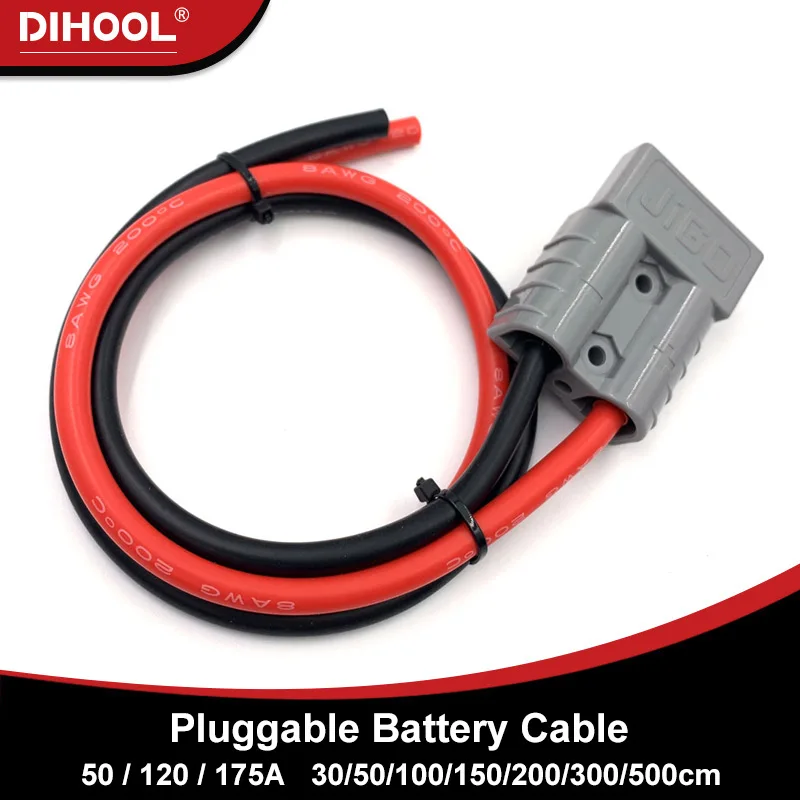 

50A/120A/175A Electric Car Battery Charging Connector Forklift Plug With Silicone Cable High Current Connection Wire Harness