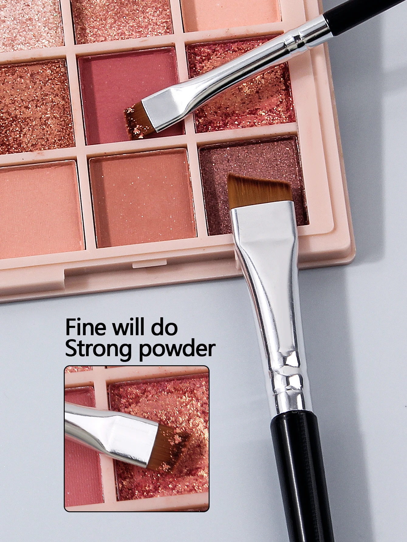 2本の超極細刃アイライナーブラシ、目と顔の細部まで、目の下のブラシ、眉毛ブラシ、ポータブルメイクブラシツール