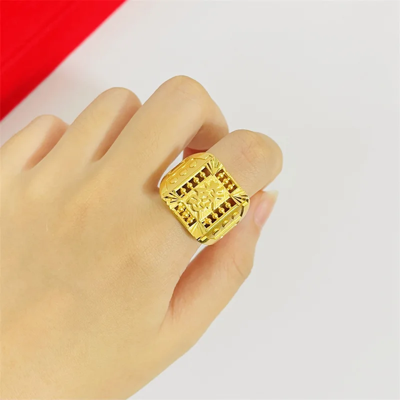 All-scene versatile men abacus fortune character adjustable gold ring, fit daily work, party and store business all occasions
