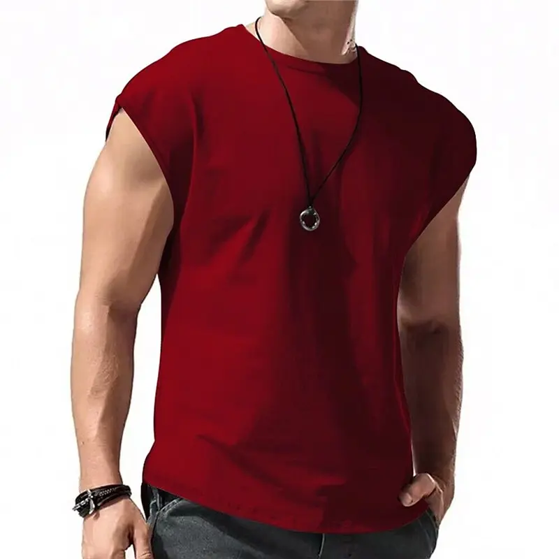 2024 New European and American Cross border Men\'s Wide Shoulder Tank Top Printing Trend