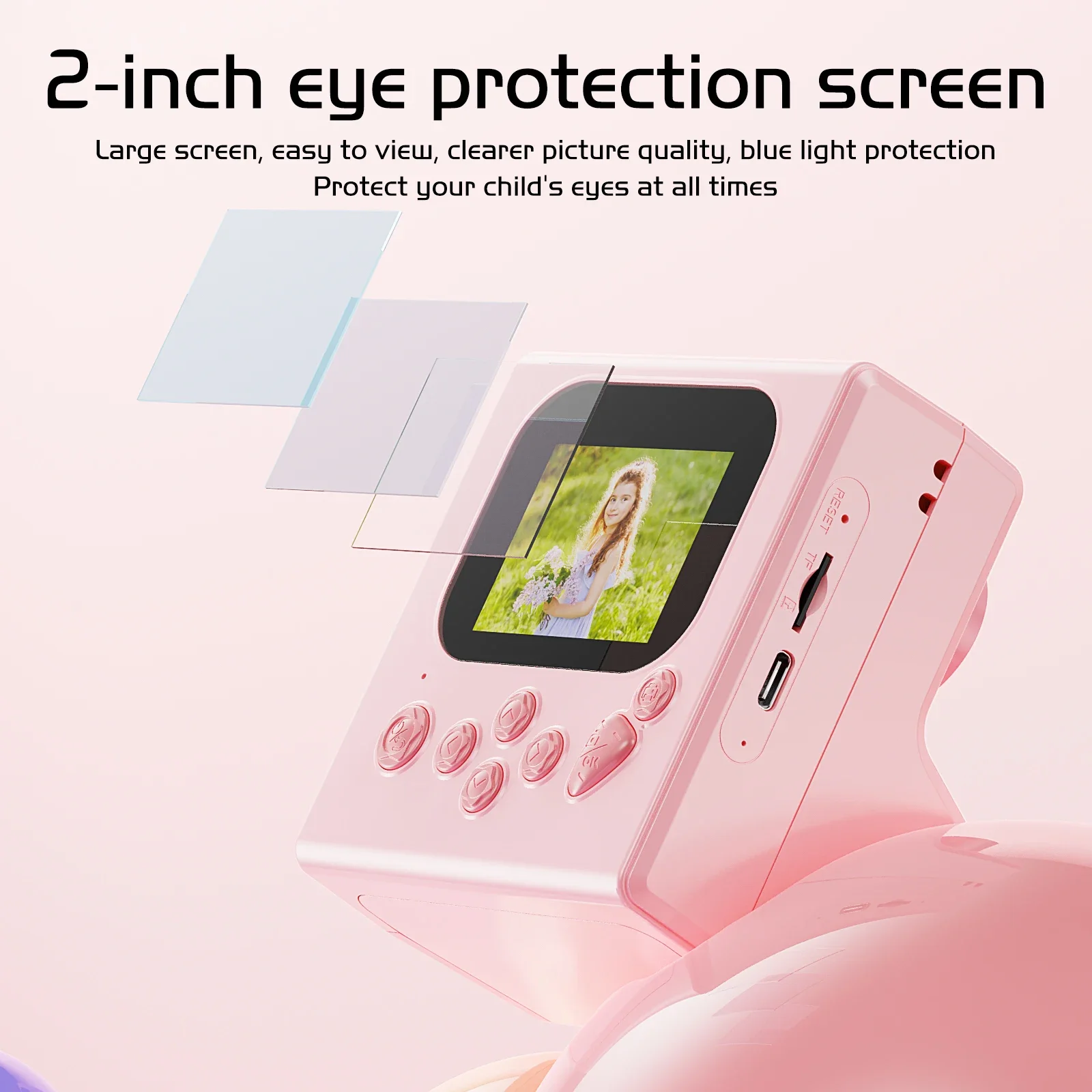 Câmera infantil câmera instantânea de 48MP com papel de impressão de 3 volumes 1080P câmera digital presentes para meninas meninos de 3 a 12 anos