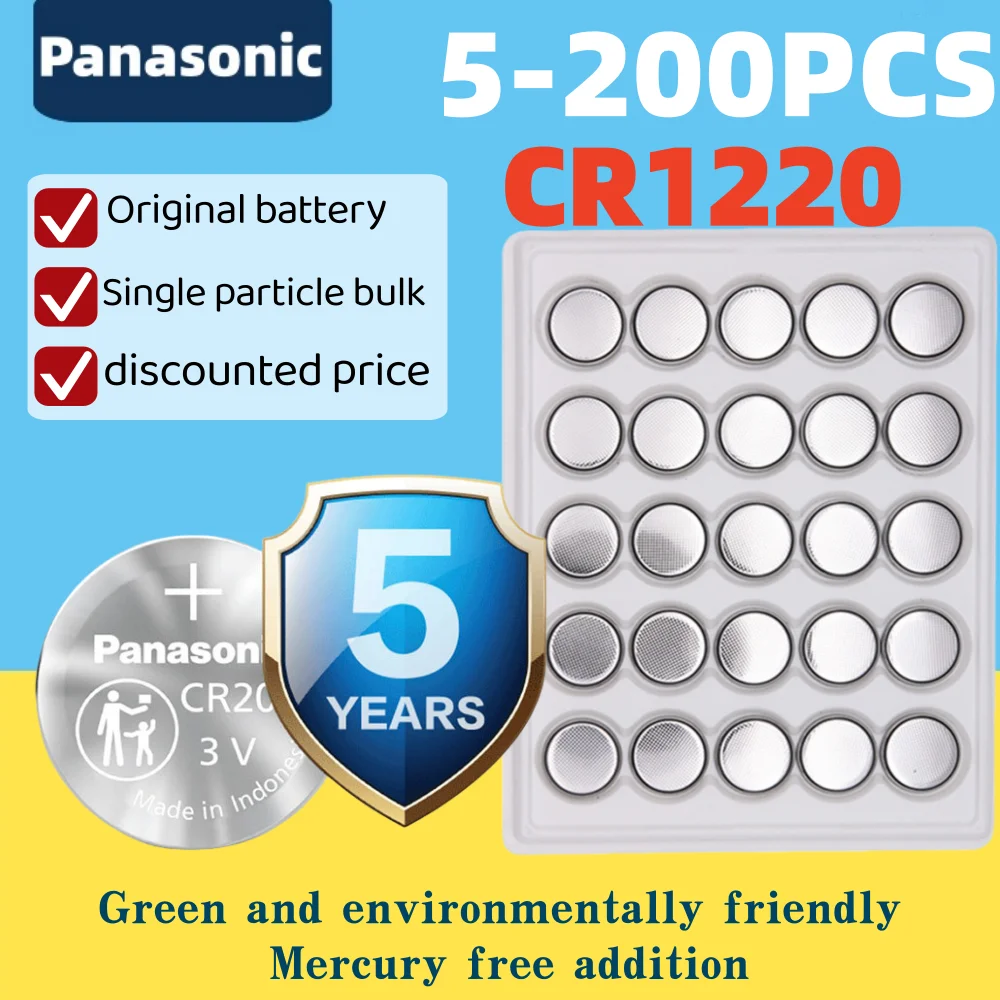 2-200PCS Original PANASONIC CR1220 CR 1220 3V Lithium Battery For Watch Calculator Clock Remote Control Toys Button Coins Cell