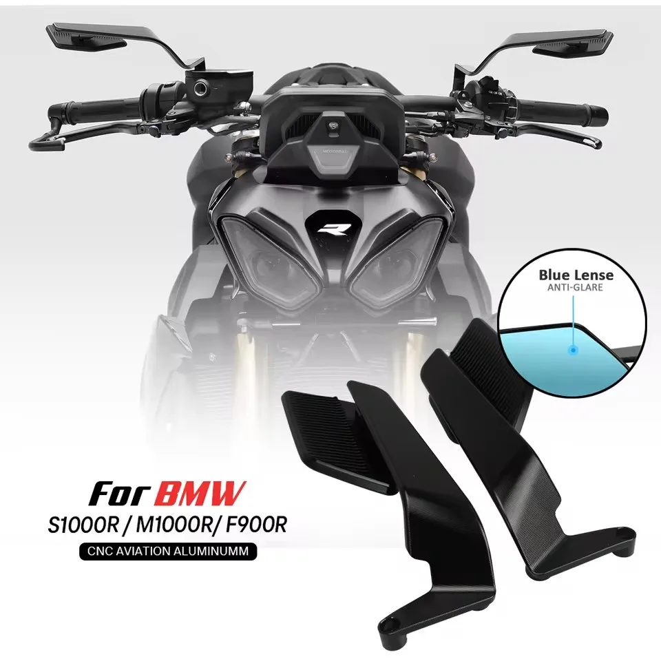 

For BMW S1000R M1000R F900R Motorcycle Mirror Wind Wing Side Rearview Reversing Mirror Anti-Glare 360° Adjustable