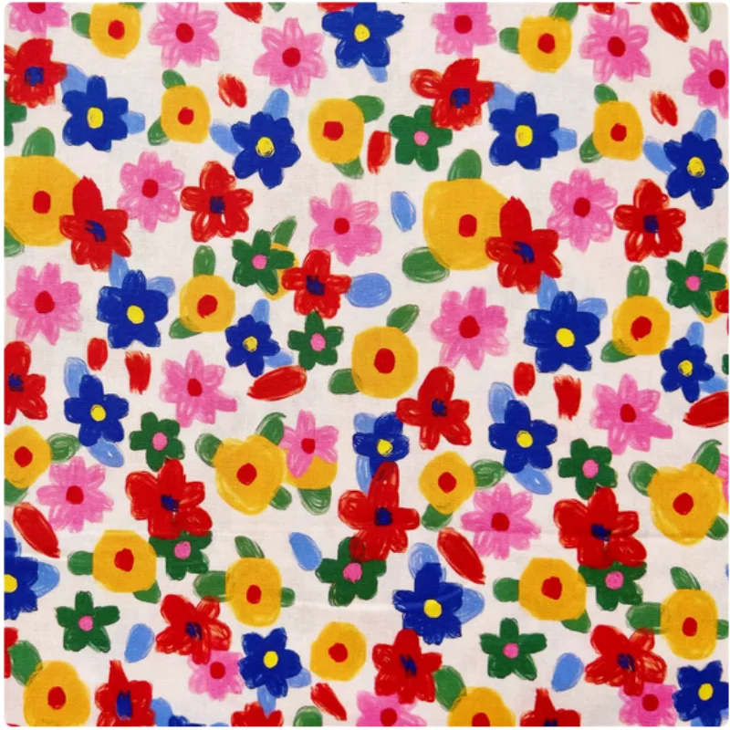 

Summer Cute Flower Print Pure Cotton Fabric, Cheongsam, Dress, Bag, Cap Handmade DIY Sewing Material, M43