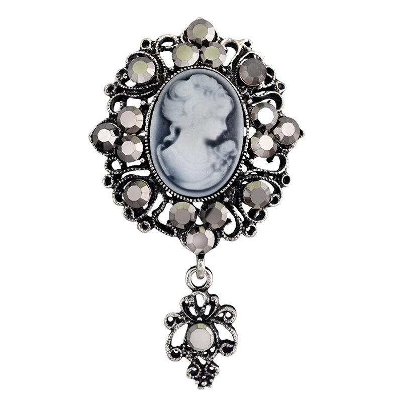 Hot  Cameo Victorian Style crystal Wedding Party Women Pendant Brooch Pin